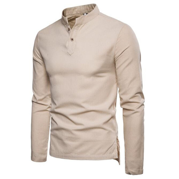 Men's four seasons pullover head round collar leisure long sleeve shirt, men's fashion leisure business sports long sleeve shirt