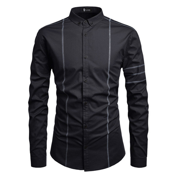 Men Shirt Brand 2019 New Male High Quality Long Sleeve Shirts Casual Slim Fit Black Man Dress Shirts Plus Size plus-size