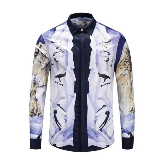 2018 Fall Winter Collection Medusa Business Casual Men's Long Sleeve Shirt Lapel Flower Wave Button Stripe Graffiti Fashion Style 26