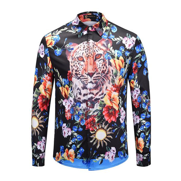 2018 Fall Winter Collection Medusa Business Casual Men's Long Sleeve Shirt Lapel Flower Wave Button Stripe Graffiti Fashion Style 79