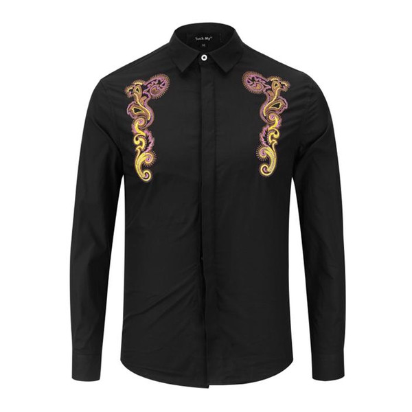 2018 Fall Winter Collection Medusa Business Casual Men's Long Sleeve Shirt Lapel Flower Wave Button Stripe Graffiti Fashion Style 53