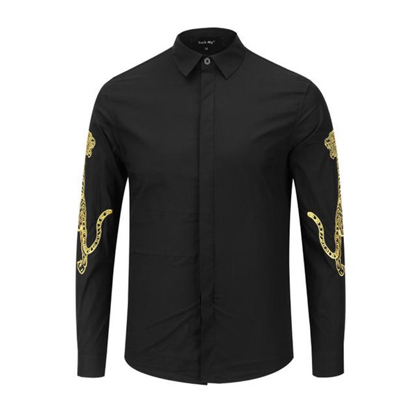 2018 Fall Winter Collection Medusa Business Casual Men's Long Sleeve Shirt Lapel Flower Wave Button Stripe Graffiti Fashion Style 48