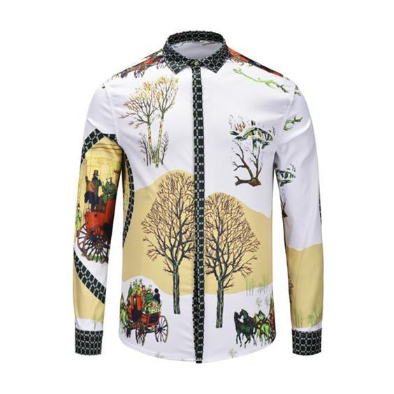 2018 Fall Winter Collection Medusa Business Casual Men's Long Sleeve Shirt Lapel Flower Wave Button Stripe Graffiti Fashion Style 28