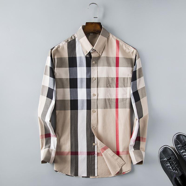 Wholesale 2017 New Spring Men Shirt Lattice Design Korean Style Casual Mens Plaid Shirts Man Long Sleeve 100% cotton dress men shirts S-XXXL