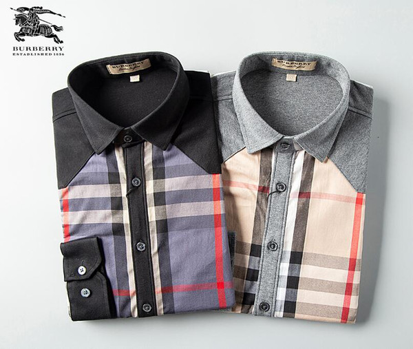 2019 American business brand self-cultivation plaid shirt, fashion brand long-sleeved cotton casual shirt striped co-dress shirt