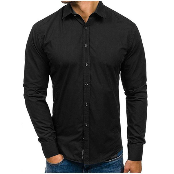 Men Shirt Spring Brand Business Men'S Slim Fit Dress Shirt Male Long Sleeves Casual Shirt Solid Color Camisa Masculina 3XL