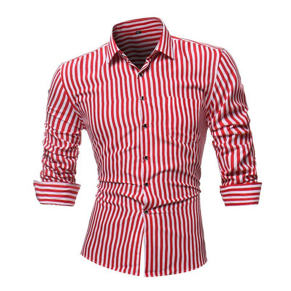 JCCHENFS Fashion Striped Mens Shirts Classic Long Sleeve Casual Shirt For Men Slim Fit Male Social Business Dress Shirt