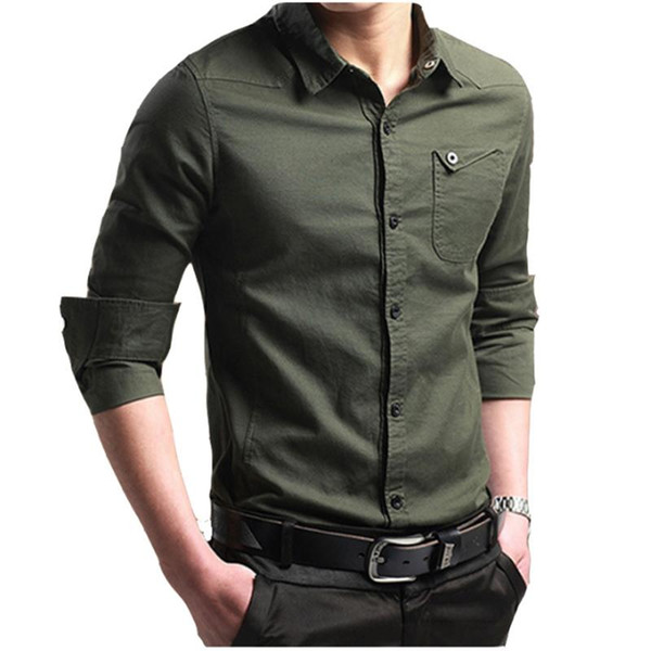 Men Shirt New Solid Color Men'S Long-Sleeved Dress Shirt Men'S Business Casual Slim Lapel Male Quality Shirt Large Size 4XL