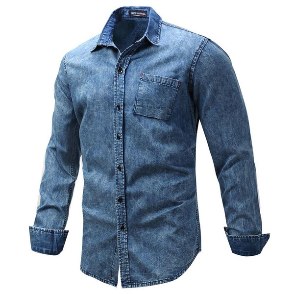 Fredd Marshall winter mens long sleeve shirt fashion casual denim shirt men plus size 3XL button cotton shirt camisa masculina