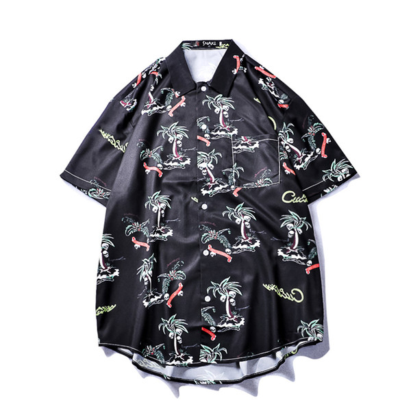 feitong hawaiian shirt Mens Summer Fashion Shirts Casual Short Sleeve Beach Tops Loose Casual Blouse Men camisas de hombre 2019