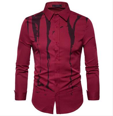 Fashion Men Shirt Long Sleeve 3d Splash Ink Print Mens Shirts Casual Plus Size Dress Man Shirt Camiseta Masculina