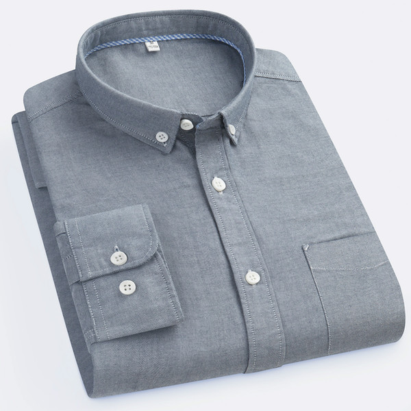 Long Sleeve Plus Size 3XL Men Casual Shirt Male Business Dress Shirt Men Brand Social Oxford Shirts Blue White