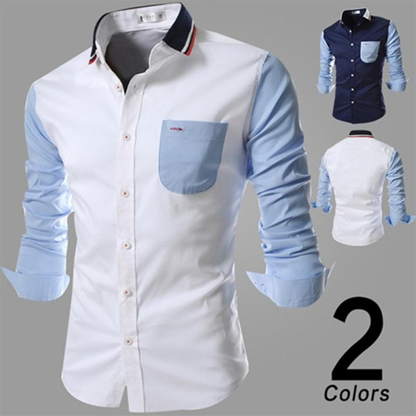 Casual Striped Men's Dress Shirts Long Sleeve Square Collar Slim Men Business Leisure Shirts Spring Summer Clothing Tops M-XXL