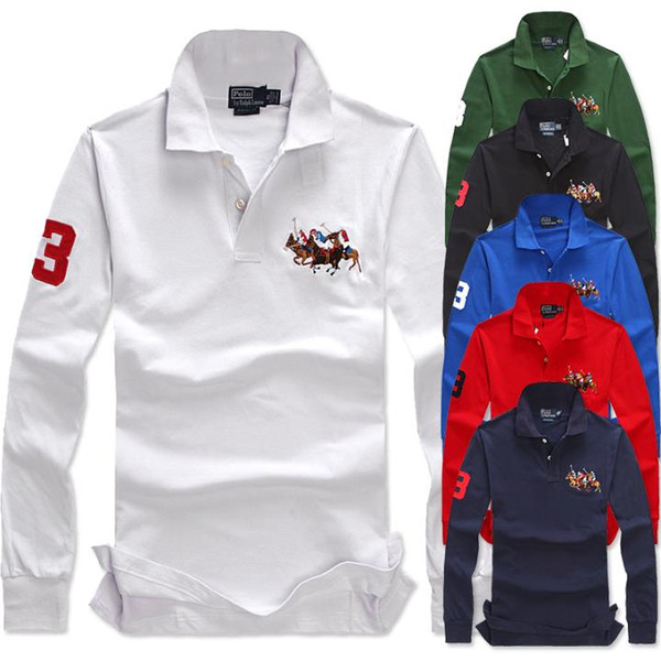 New sales famous customs fit Casual shirts Popular Golf Horse embroidery business Polo shirts Men's long sleeve Clothing