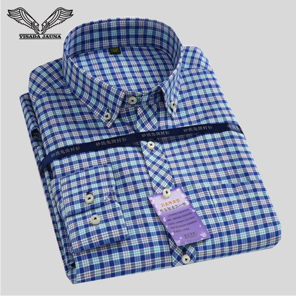 Wholesale- Men's Classical Plaid Shirt 2017 Spring New Brand Turn-down Collar Slim Fit Business Men Dress Shirts Big Size S-4XL N544