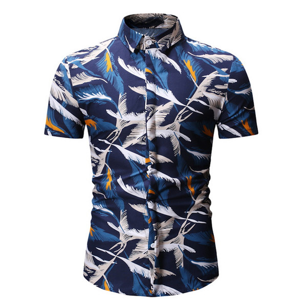 CALOFE Mens 2019 Summer Beach Hawaiian Shirt Brand Short Sleeve Design Shirts Men Casual Holiday Beach Clothing Camisas