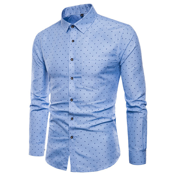 Men Print Shirts Long Sleeves Slim Fit Male Casual Tops for Spring M-5XL -MX8