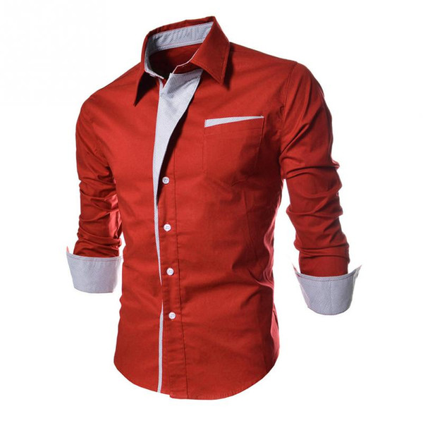 2018 High quality Fashion Stripes Assorted Colors Style Slim Shirt Men Casual Style Long-Sleeve Shirt