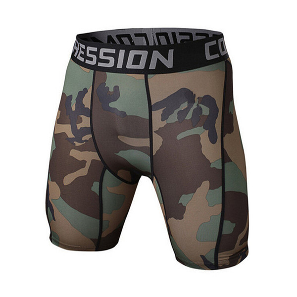 Wholesale-New Camouflage Quick Dry Men Tight Skin Compression Shorts 9 colors style Comfortable