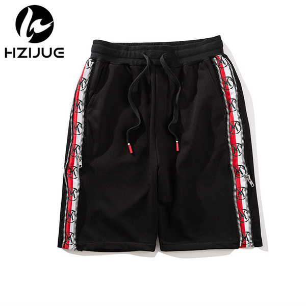 HZIJUE Shorts Summer Sweatpants Shorts Casual Joggers Elastic Waist Trousers Cotton Cross Hip Hop Justin Side Zipper