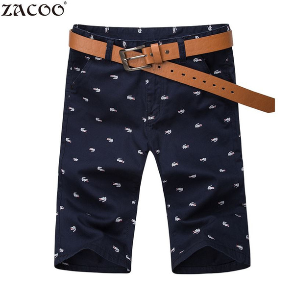 ZACOO 2017 Men's Cotton Shorts Summer Men Shorts Homme Stylish Print Casual Beach Male Short Knee Mens Clothes