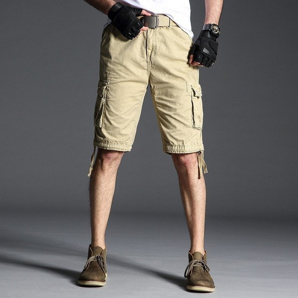 Men 2019 New Cargo Shorts Summer Fashion Solid Short Pants Camouflage Pockets Cargo Shorts Men Brand Clothing 29-40