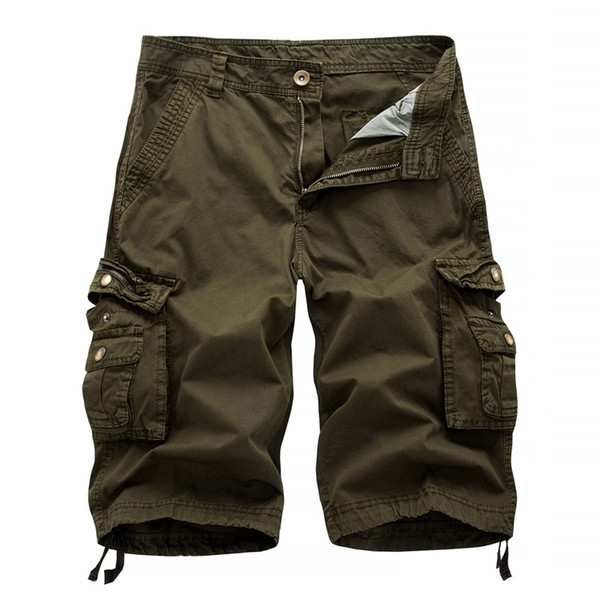 Mens Cargo Shorts Summer Style Army Green Casual Trousers Overalls Male Loose Multi-Pocket Shorts Big Pockets Decoration