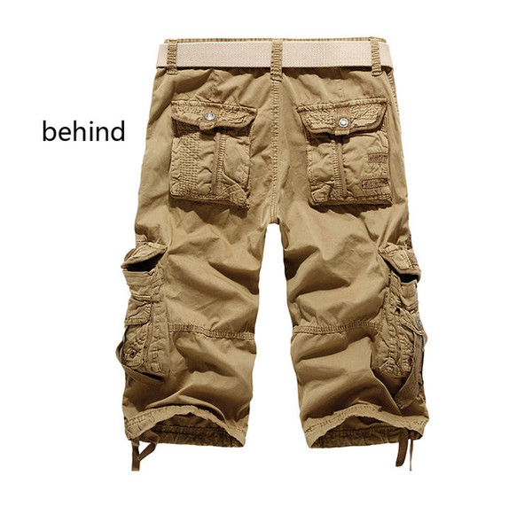 Wholesale-Promotion 2016 Summer Calf-Length Cargo mens shorts Multi-pocket Solid Men Beach Shorts Capris