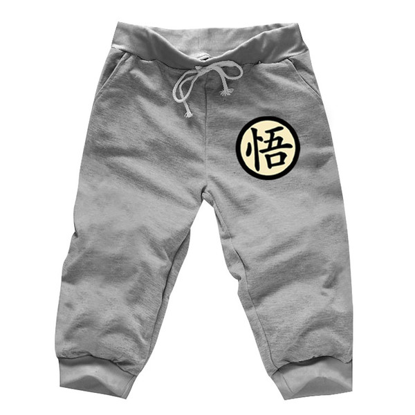 Mens Casual Funny Print Goku calf Length Spring summer Gray Men Jogger Sweatpants Anime Cosplay Fitness