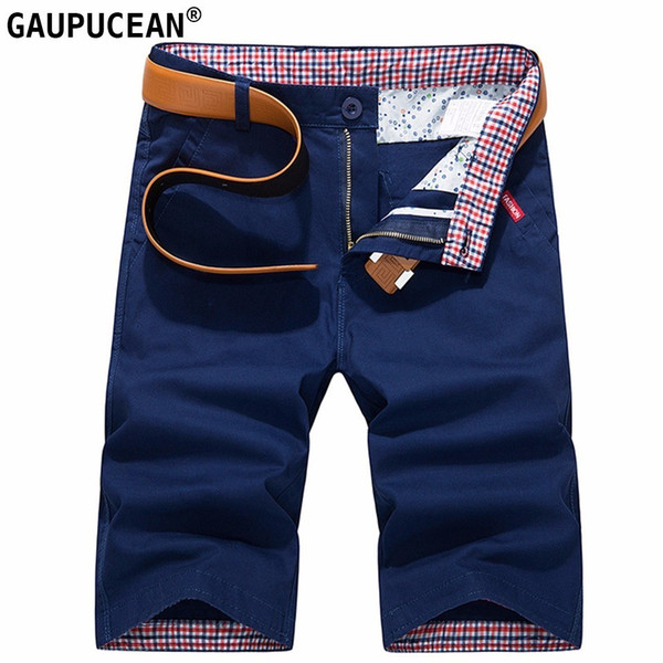 Cotton Knee Length Man Casual Short Pants Straight Summer Male Young Thin Zip Button Khaki Navy Blue Orange Red Men Chino Shorts