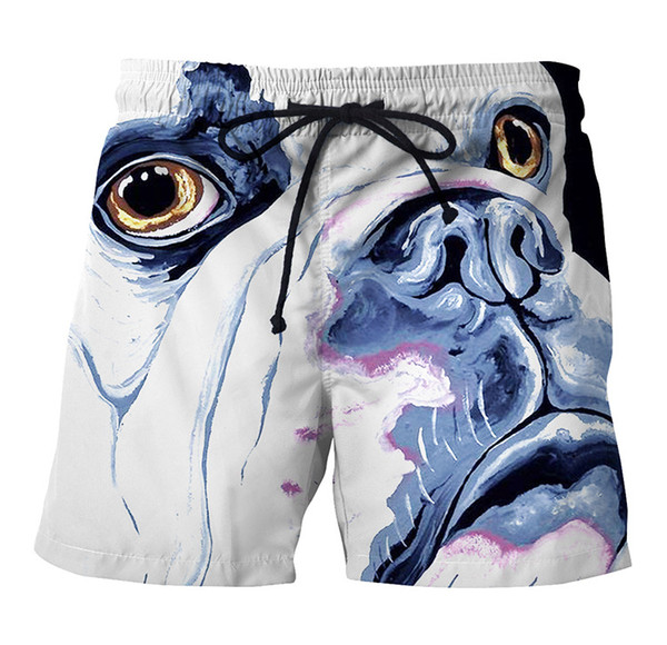 BYUAN Men Clothes Casual Shorts Men 3D Printed Dog Short Pants Summer Drawstring Shorts Homme Board Beachwear