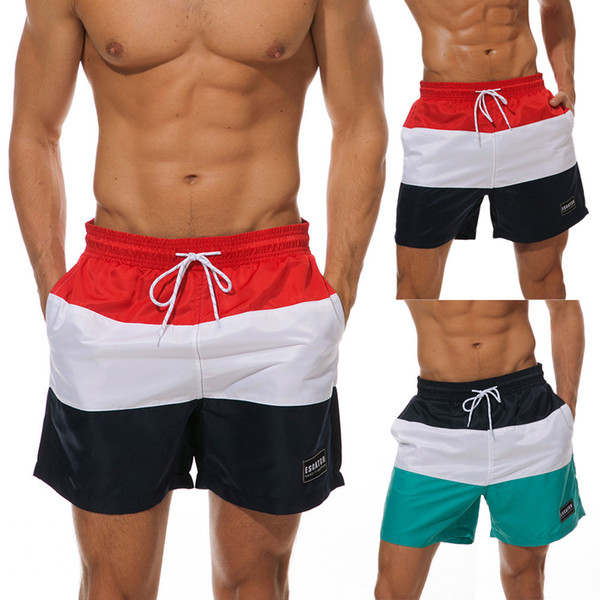 Summer Fashion Men's Quick Dry Stripe Patchwork Shorts Bermudas Trunks Board Casual Men's Shorts