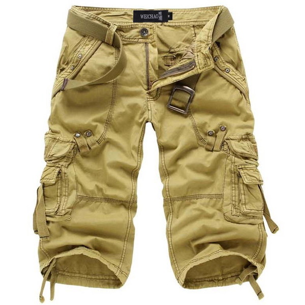 Wholesale-Hot sale men's casual shorts multi pocket camouflage male cargo resizable leg open man shorts size 28-38