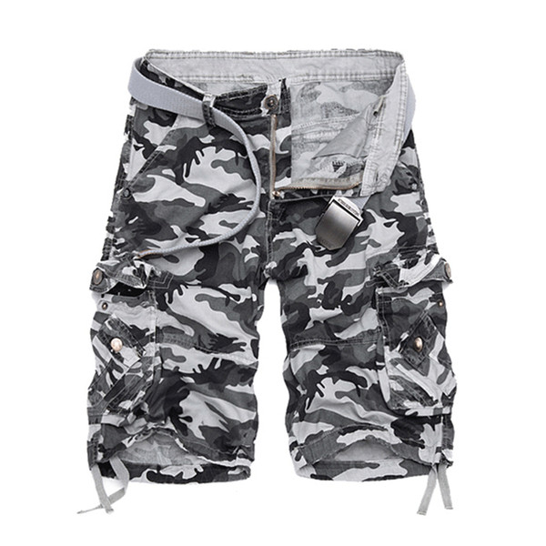 2019 Plus size New Camouflage Loose Cargo Shorts Men Cool Summer Camo Short Pants Hot Sale Homme Cargo Shorts No belt