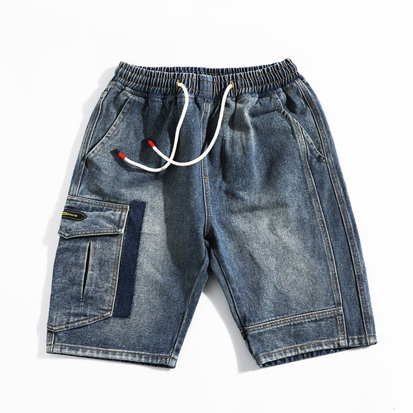 Summer jeans men's shorts 2019 new trend embroidery loose large size pants street tide brand five pants men