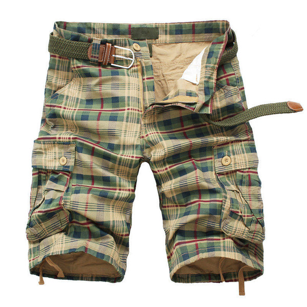 Men Shorts 2019 Fashion Plaid Beach Shorts Mens Casual Camo Camouflage Short Pants Male Bermuda Cargo Overalls