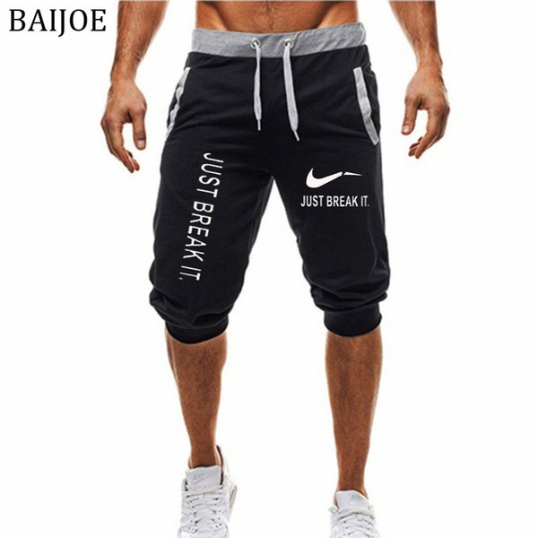 Summer New Mens shorts JUST BREAK IT Printed Casual Fashion Jogger Knee Length Sweatpants Man Fitness Hip hop shorts