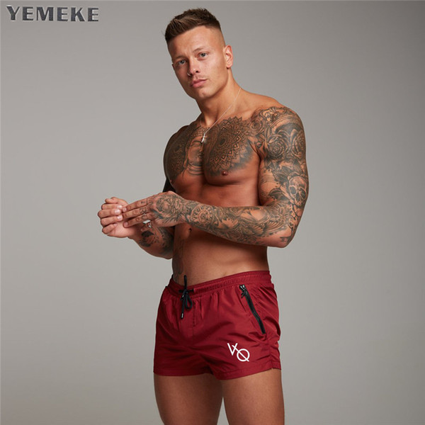 YEMEKE 2018 Men's Quick-drying breathable Shorts Drawstring Loose Summer Beach CasualRunning Breathable Elastic Male Shorts