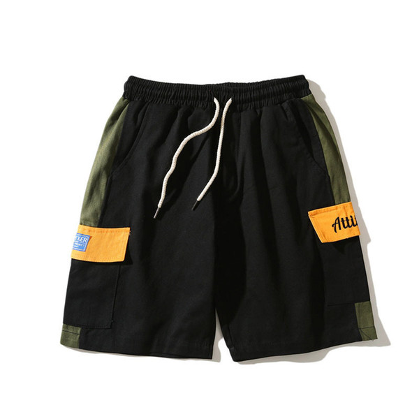 Drop Shipping Shorts Men Summer Breathable Striped Shorts Male High Street Solid Free Shipping