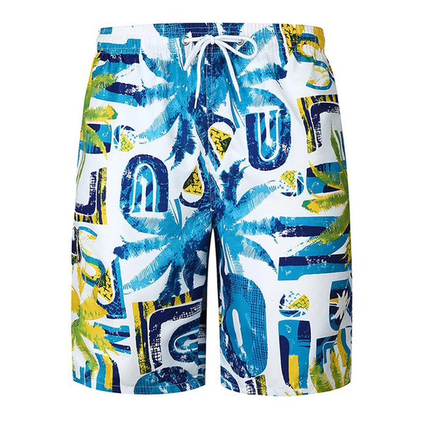 mrwonder Summer Men Fashion Coconut Tree Printing Beach Shorts Breathable Soft Cotton Shorts