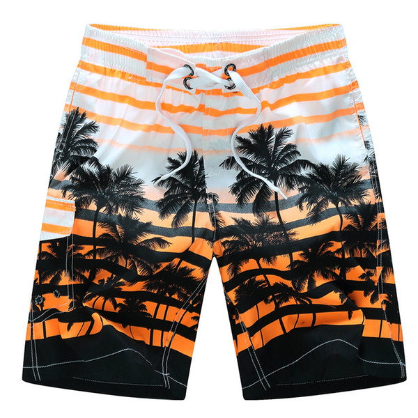 Wholesale-2015 HOT Quick Dry Men Shorts Brand Summer Casual Clothing Coconut Trees Swimwears Beach Shorts Men's Seaside Board Shorts #B21