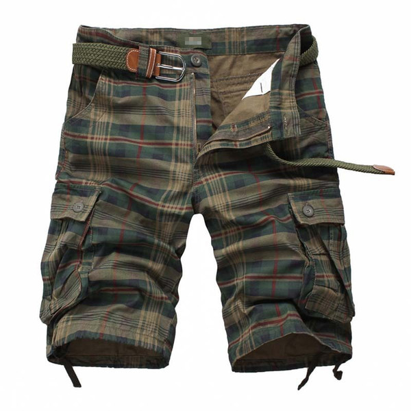 Plaid Men Casual Shorts Men's Camouflage Camo Cargo Shorts Mens Casual Clothing Male Loose Work Man Short