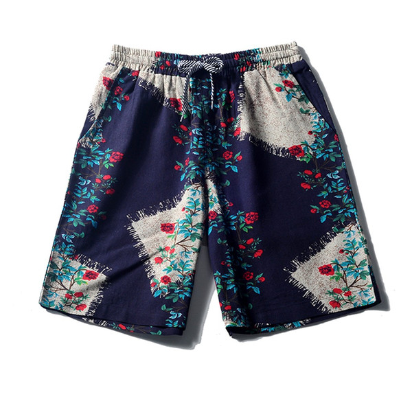 Men's Beach Short Soft Sport Pants Swimming Trunk Linen Shorts Sports Work Casual Printed Beach Shorts Pants Trousers Easter