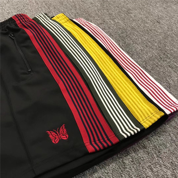 19ss AWGE x Needles Shorts A$AP Butterfly Embroidery Striped AWGE Needles Shorts Drawstring Tracksuit Joggers