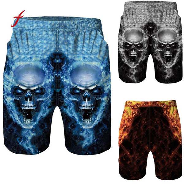 Men Casual 3D Skull 2018 Printed men shorts beach Casual Short Trouser Multi Color Choice short masculino boho