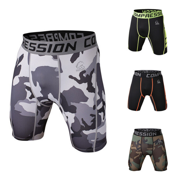 Wholesale-Men Camouflage Compression Shorts Men Running Soccer Basketball Training Cycling Tights Men Sports Gym Shorts