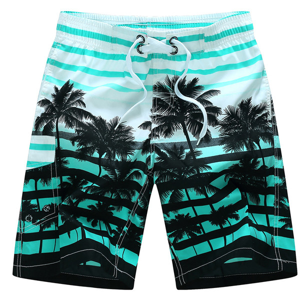 hot men quick dry coconut tree printed elastic waist Irregular elastic Tide man beach shorts Plus Size 6XL summer beach shorts