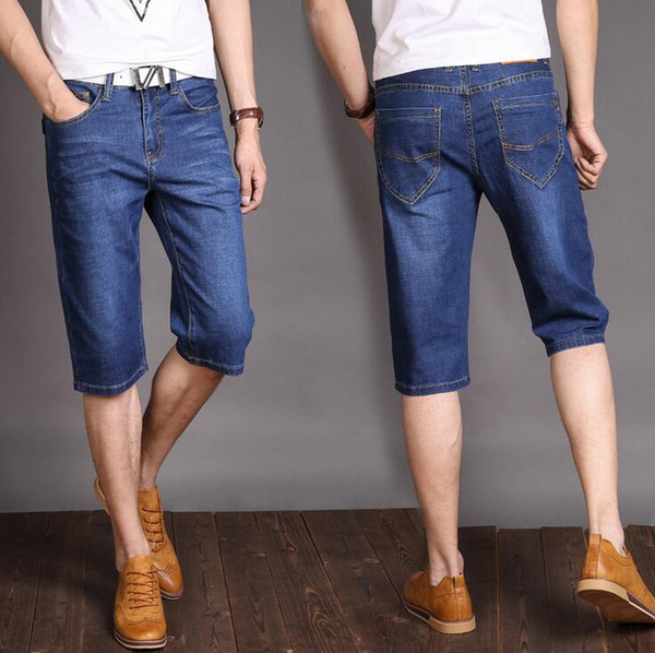 Good A++ Summer tide thin denim straight shorts pants pants MS014 Men's Shorts