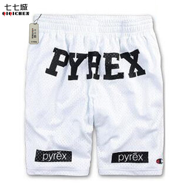 Bermuda Pyrex Shorts Men 2017 Summer Loose Breathable Mesh Casual Beach Shorts Men Hip Hop Black Red White Whalesale