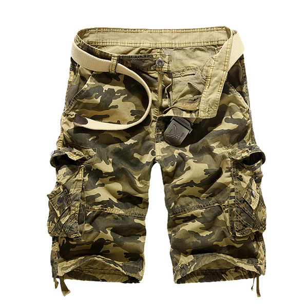 2018 Summer Khaki Camouflage Cargo Shorts Men Loose short trousers bottoms Men's Military Short Pants Casual Man No Belt